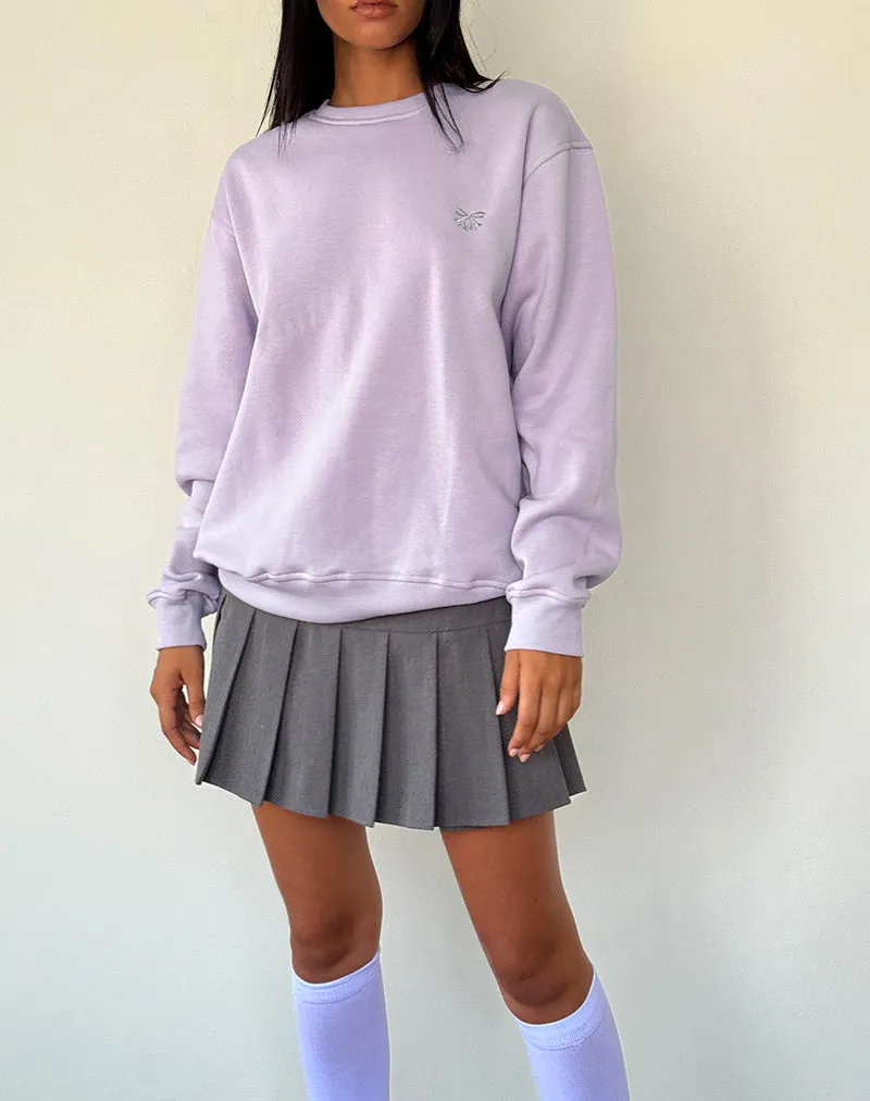 Tillie Jumper in Violet with Grey Bow Embroidery