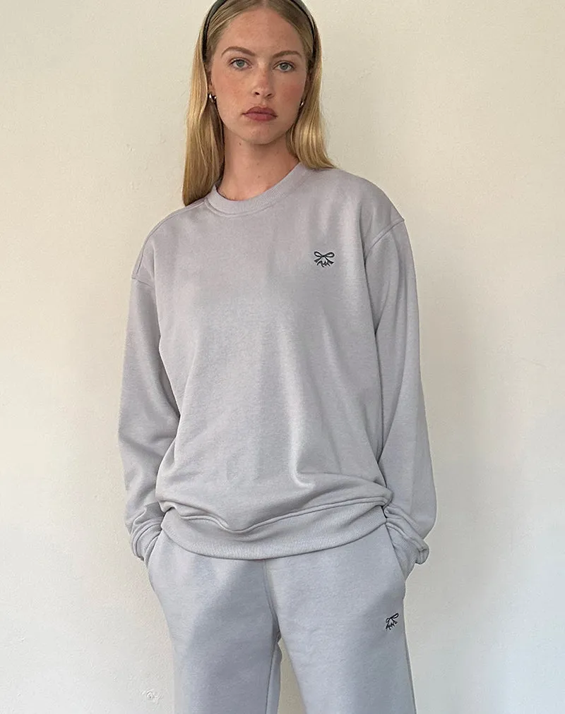 Tillie Sweatshirt in Lunar Rock with Ocean Storm Bow Embroidery