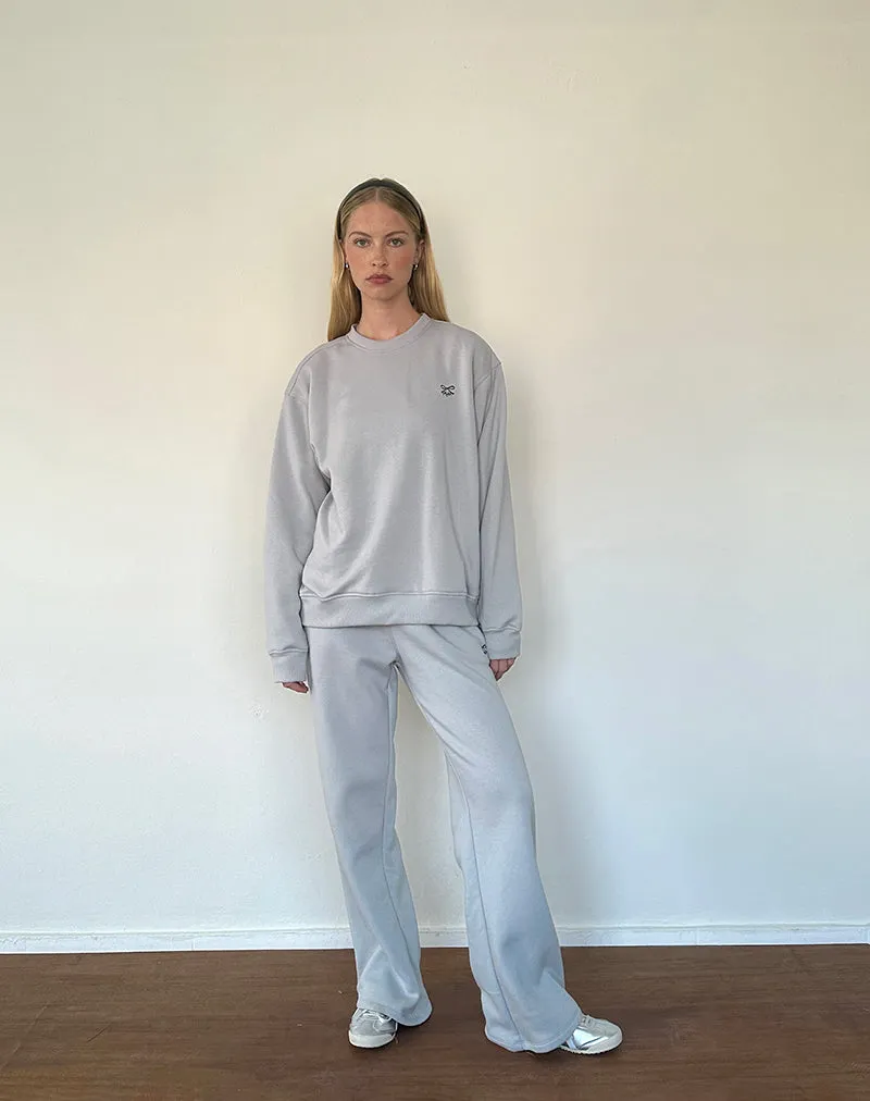 Tillie Sweatshirt in Lunar Rock with Ocean Storm Bow Embroidery