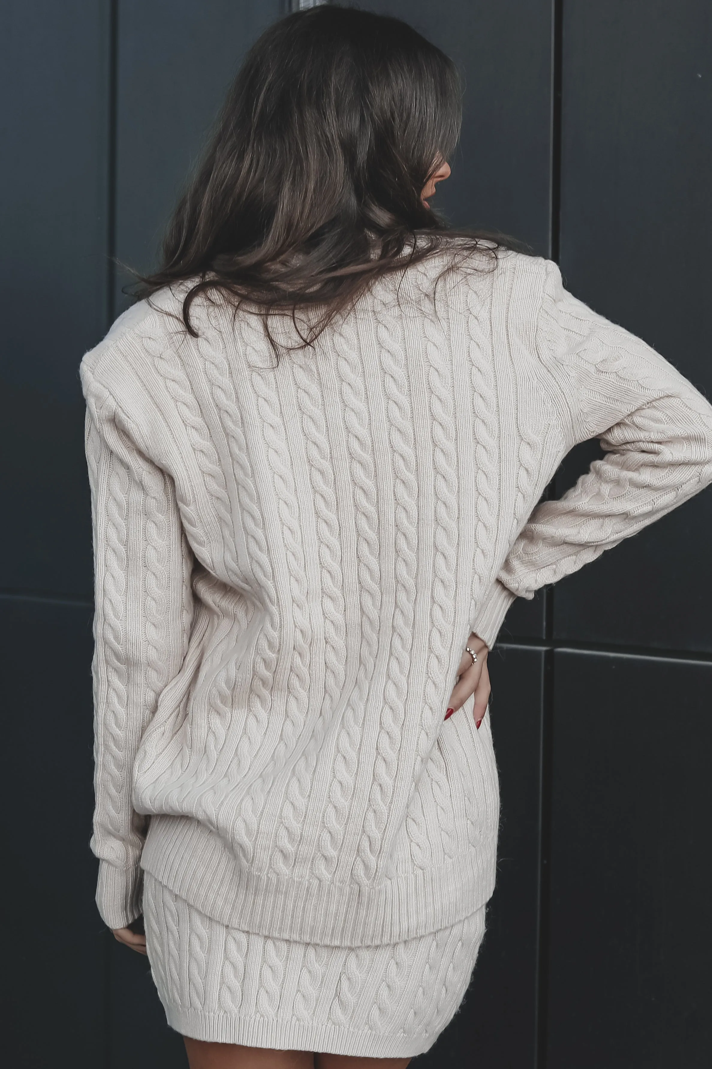 Too Cute Taupe Cable Knit Sweater Cardigan