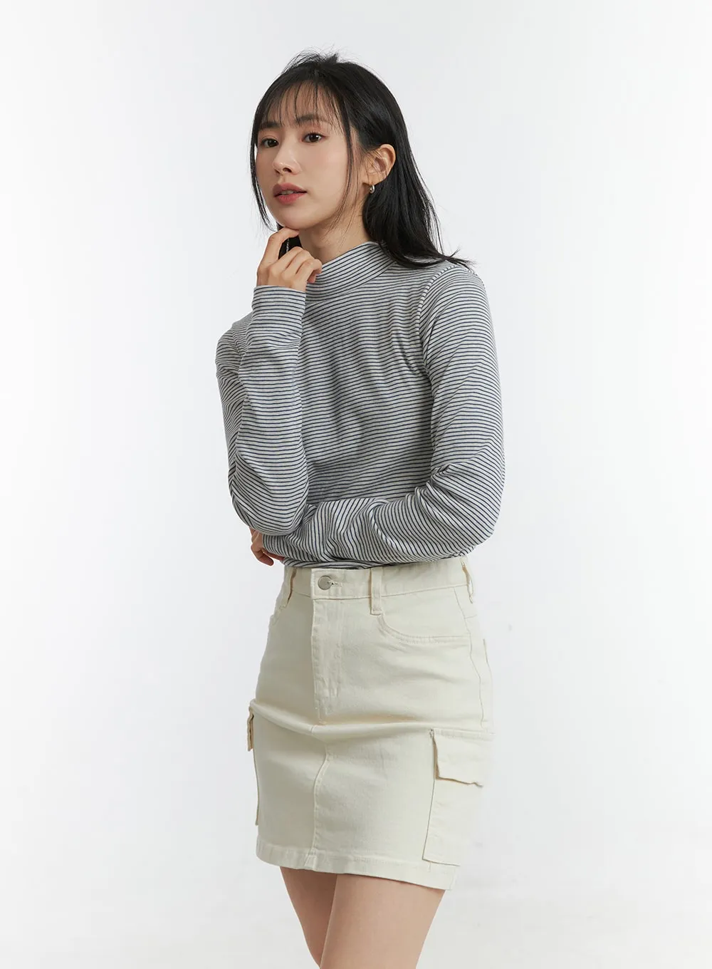 Turtleneck Thin Striped Long Sleeve OD308