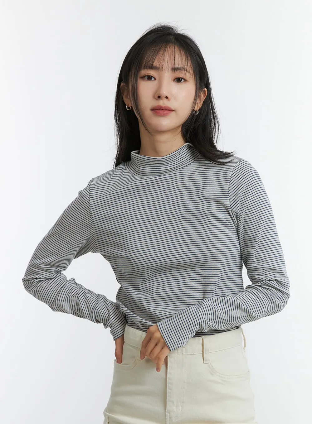 Turtleneck Thin Striped Long Sleeve OD308