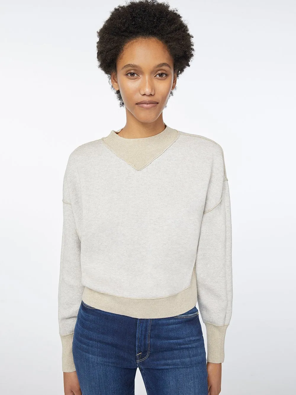 Two Tone Jacquard Crew -- Oatmeal Multi