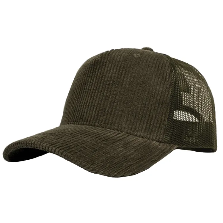 Uflex Unisex Cord Trucker Snapback - Olive/Light Olive