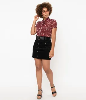 Unique Vintage Black Corduroy Marlo Mini Skirt