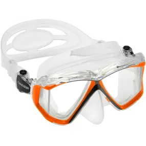 Used Cressi Panoramic 4 Window Dive Mask-Clear/Orange