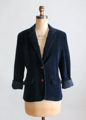 Vintage 1970s Navy Corduroy Campus Blazer