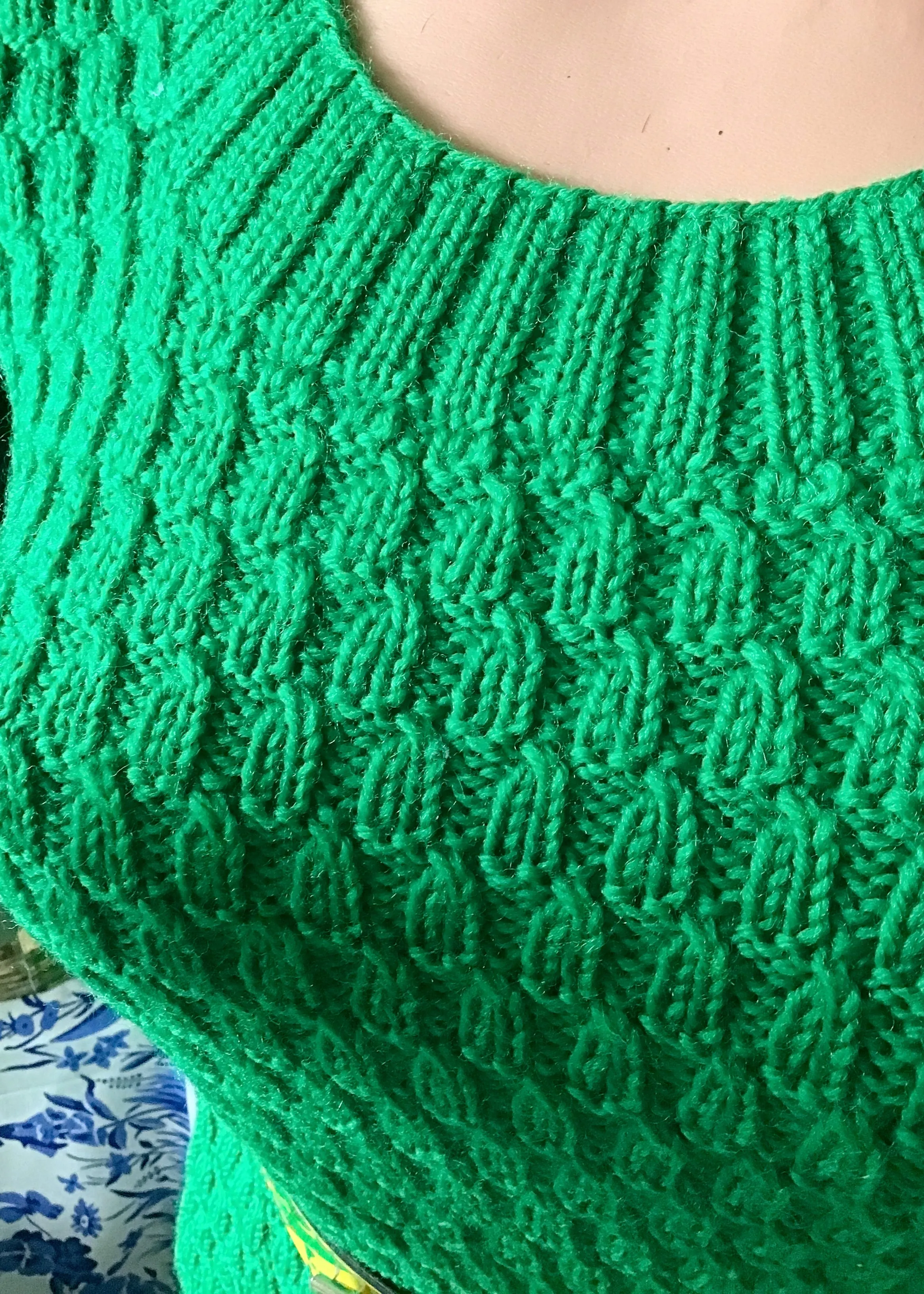 Vintage 70s Hand Knitted Green Tank Top