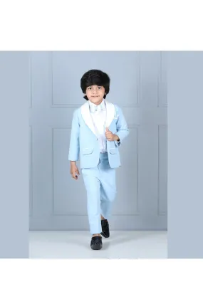 White And Blue Shirt With Coat Set