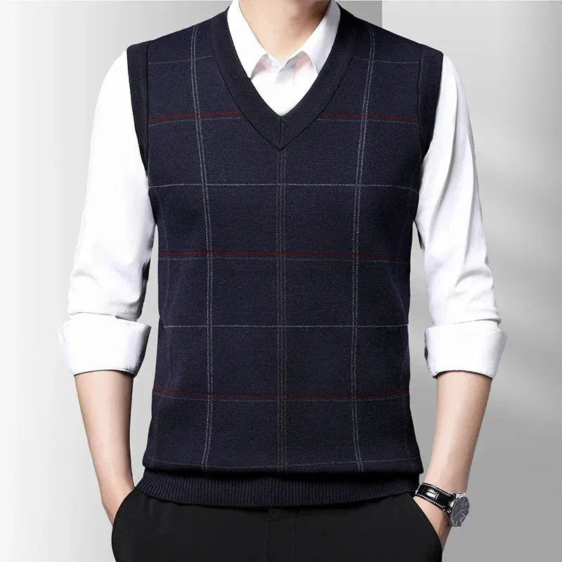 Wiaofellas  -  Men's Thickened Casual Sweater Tank Top Autumn and Winter Warm Men's Vest