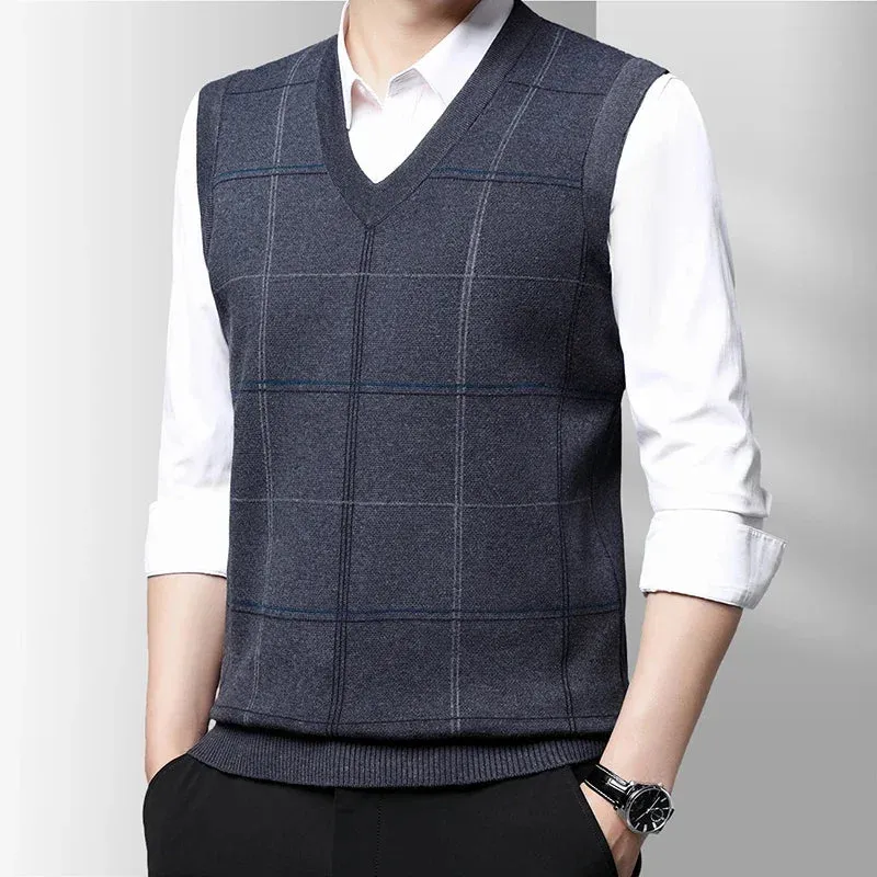 Wiaofellas  -  Men's Thickened Casual Sweater Tank Top Autumn and Winter Warm Men's Vest