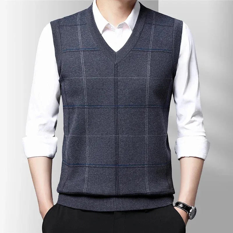 Wiaofellas  -  Men's Thickened Casual Sweater Tank Top Autumn and Winter Warm Men's Vest