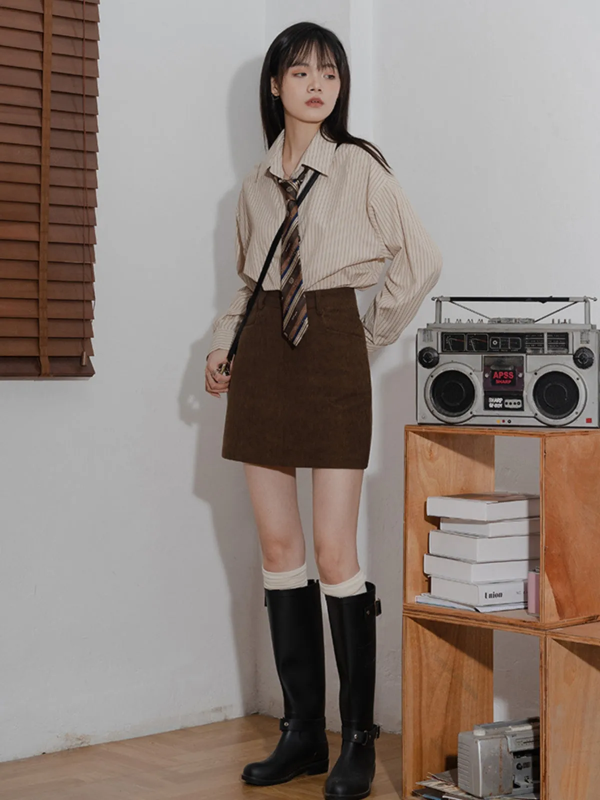 WLS Corduroy Hip Hugging Skirt