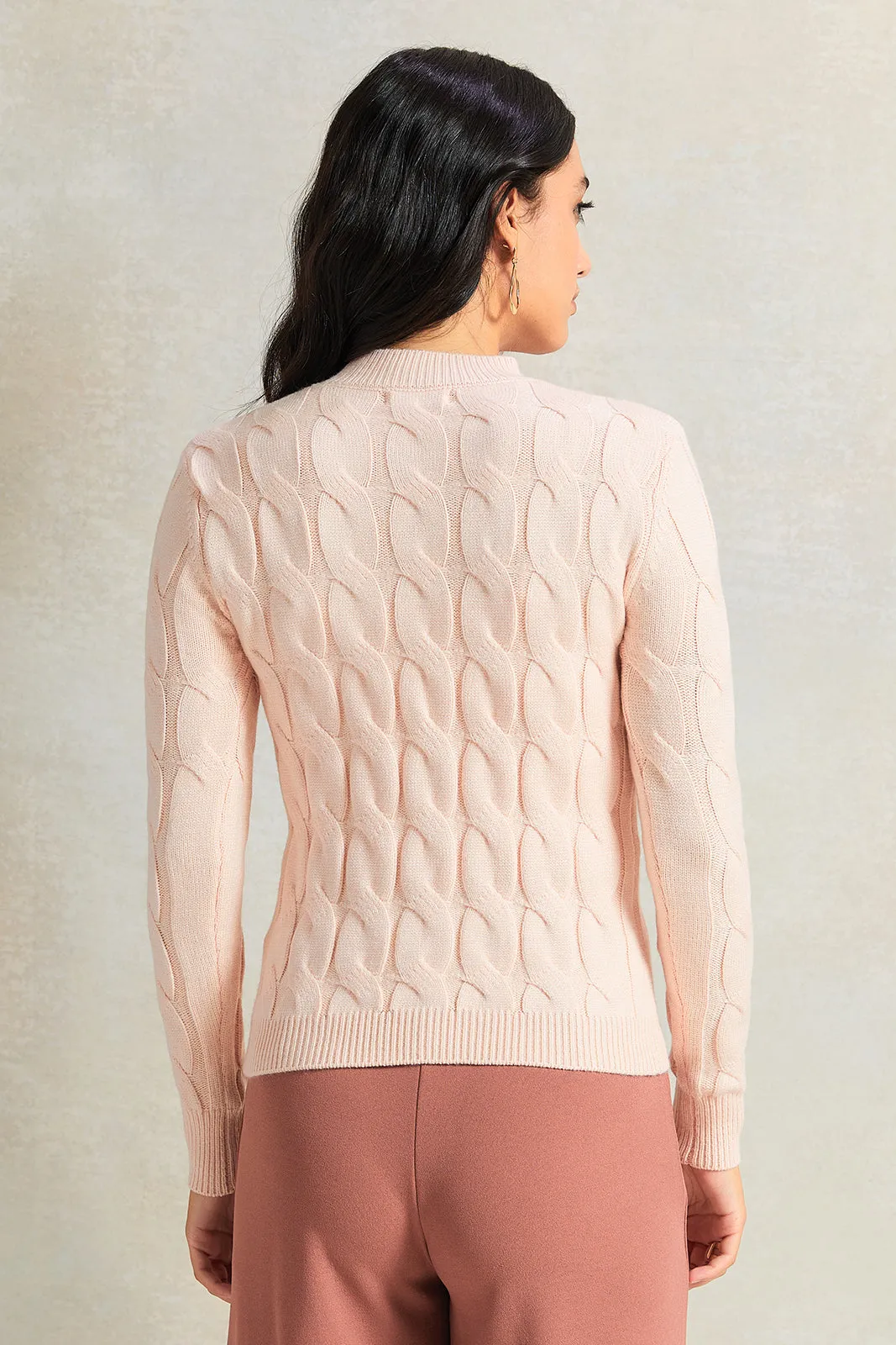 Women Pink Textured Sweater