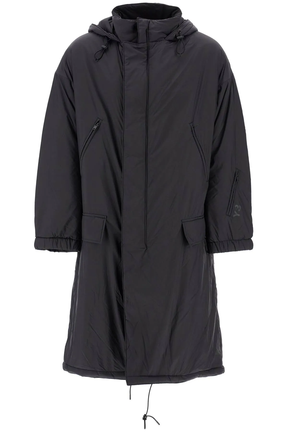 Y-3 long padded nylon parka coat