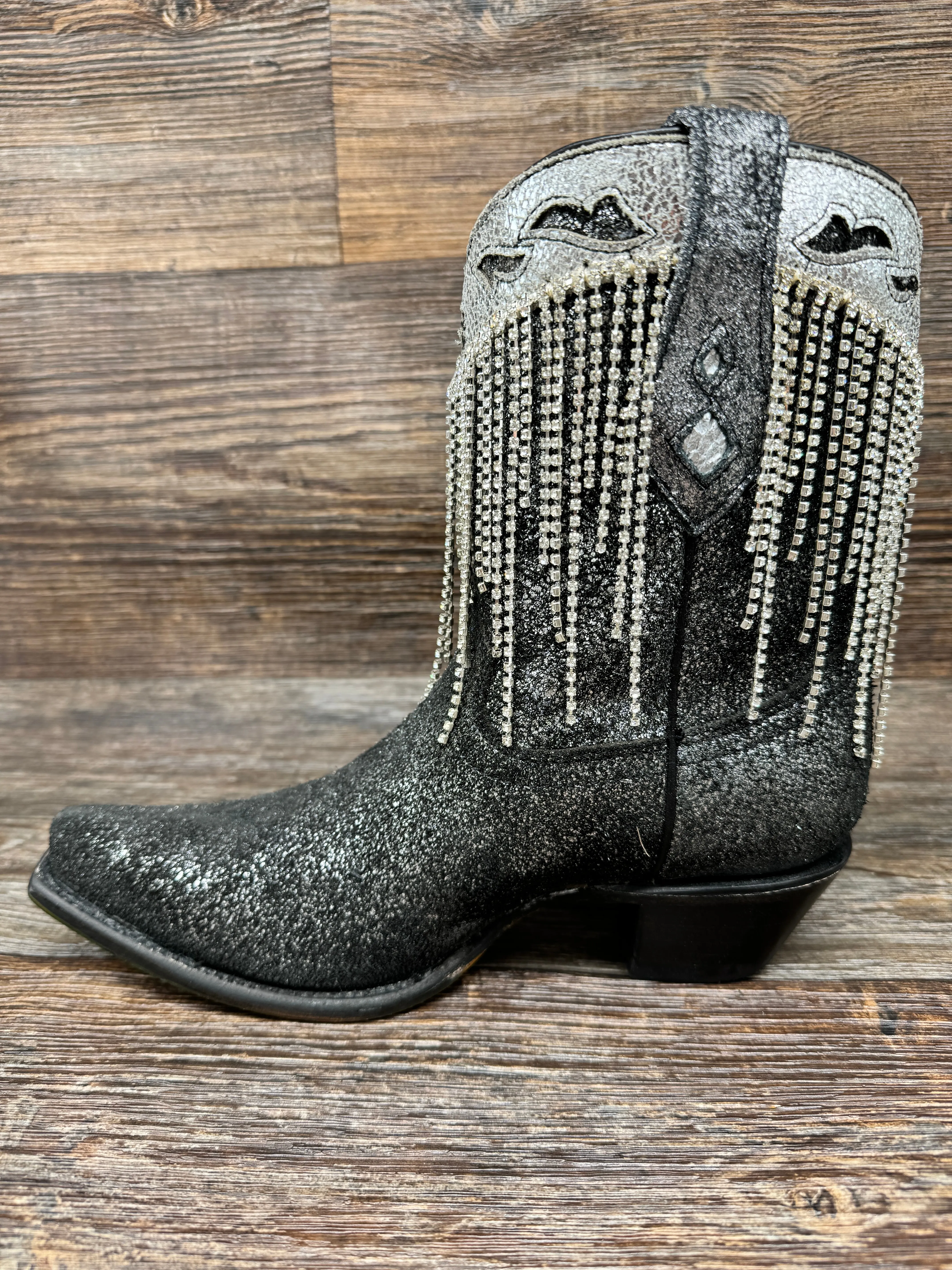 Z5252 Women's Old Silver Ankle Boot with Embroidery and Crystals by Corral