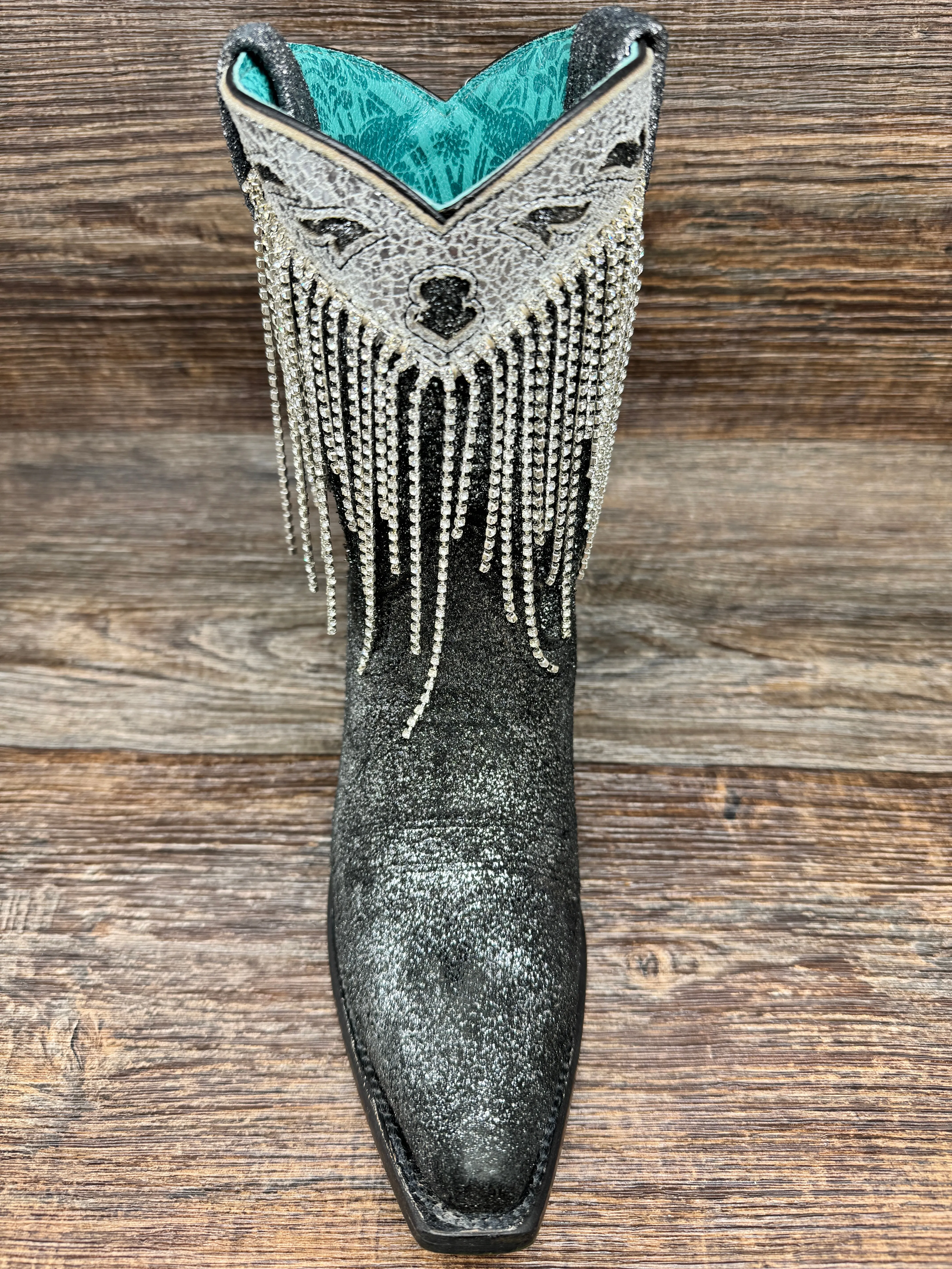 Z5252 Women's Old Silver Ankle Boot with Embroidery and Crystals by Corral